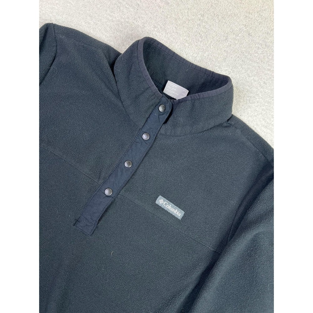 Columbia Pullover Mens 2XL Black Fleece Snap Button Quarter Snap Pockets‎ Hiking